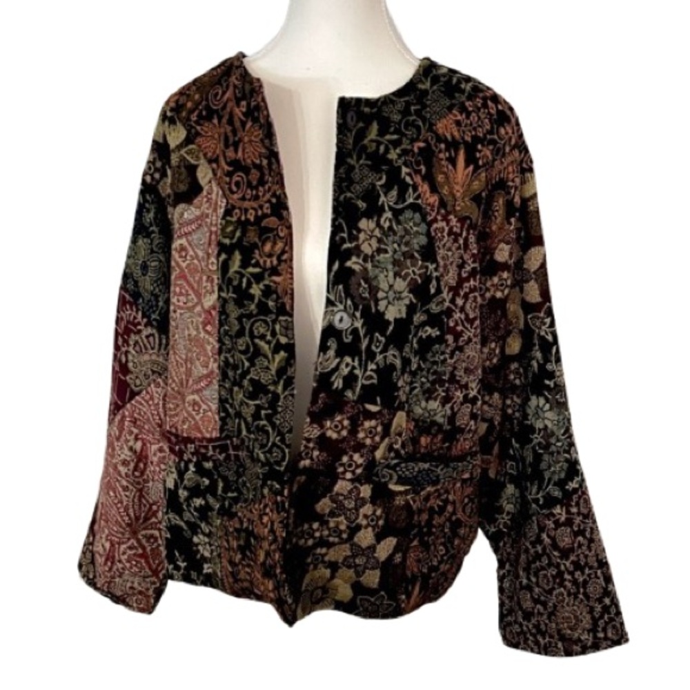 NWT Vintage Sacred Threads Medium Cotton Blend Patchwork Boho Jacket Multicolor